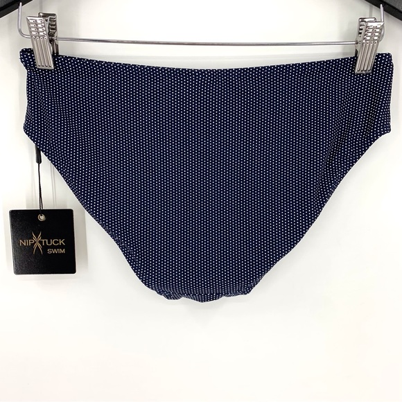 Nip Tuck NWT Navy with White Polka Dots Mid Rise Full Coverage Bikini Bottoms, 6 - Picture 8 of 15